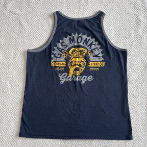 Gas Monkey Garage Mens Graphic Tank Top Size L Blue Gray